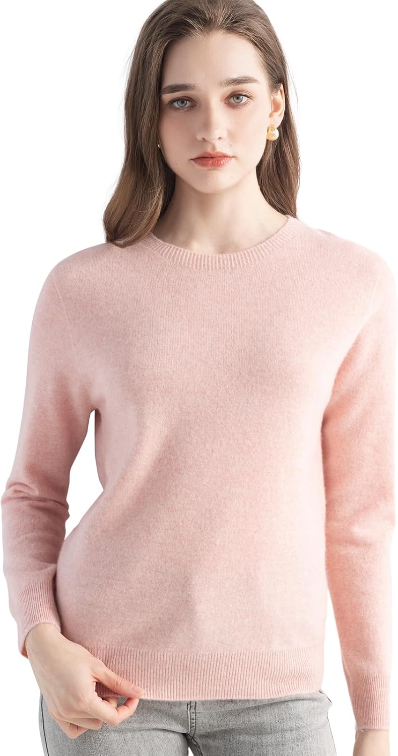 Women's 100% Pure Cashmere Sweater 2025 Fall Winter Crew Neck Long Sleeve Warm Soft Knitted Pullover