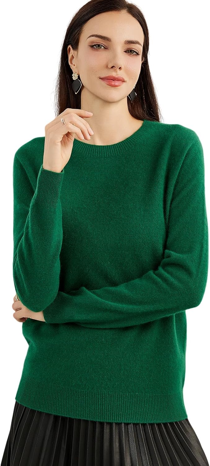 Women's 100% Pure Cashmere Sweater 2025 Fall Winter Crew Neck Long Sleeve Warm Soft Knitted Pullover