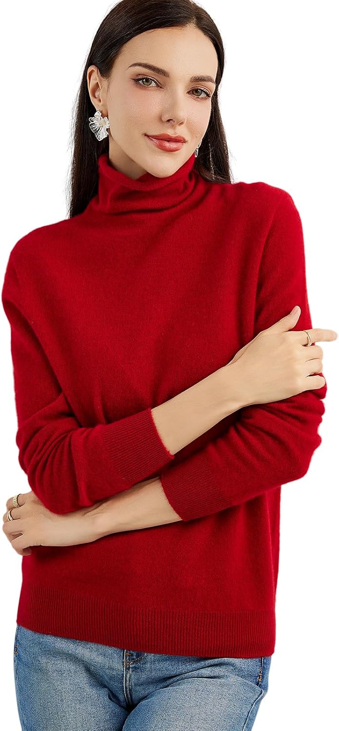 100% Pure Cashmere Women's Sweater Turtleneck Long Sleeve Warm Soft 2025 Fall Winter Knit Pullover