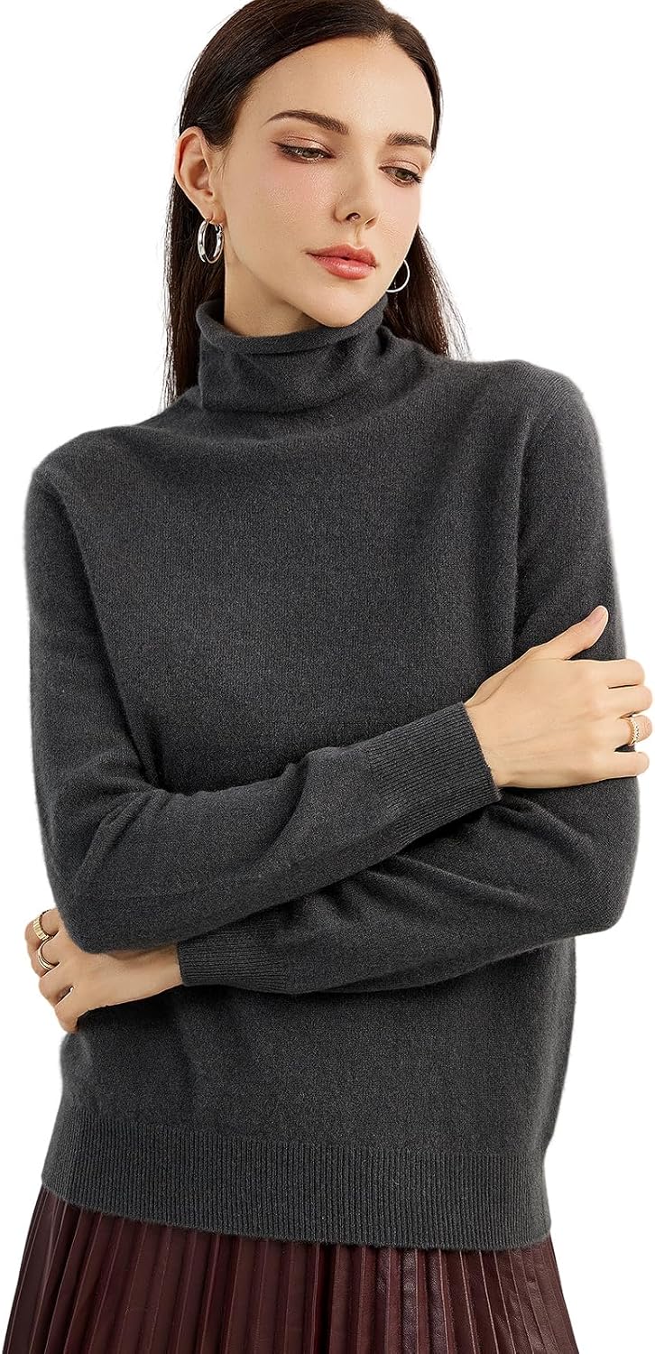 100% Pure Cashmere Women's Sweater Turtleneck Long Sleeve Warm Soft 2025 Fall Winter Knit Pullover