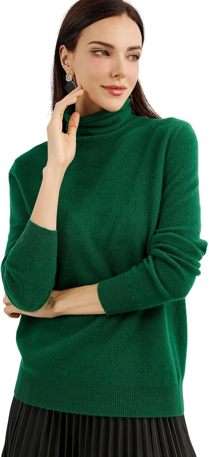 100% Pure Cashmere Women's Sweater Turtleneck Long Sleeve Warm Soft 2025 Fall Winter Knit Pullover