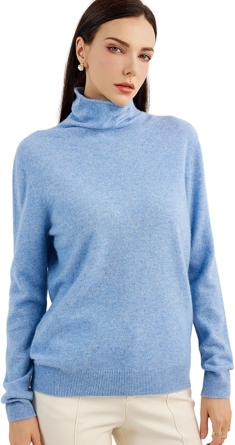 100% Pure Cashmere Women's Sweater Turtleneck Long Sleeve Warm Soft 2025 Fall Winter Knit Pullover
