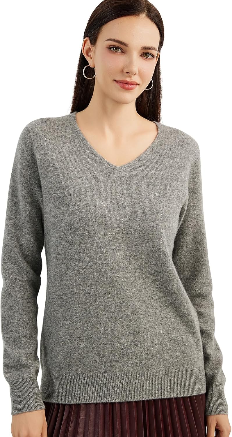Chanyarn 100% Pure Cashmere Women's Sweater V-Neck Long Sleeve 2025 Fall Winter Warm Soft Knit Pullover