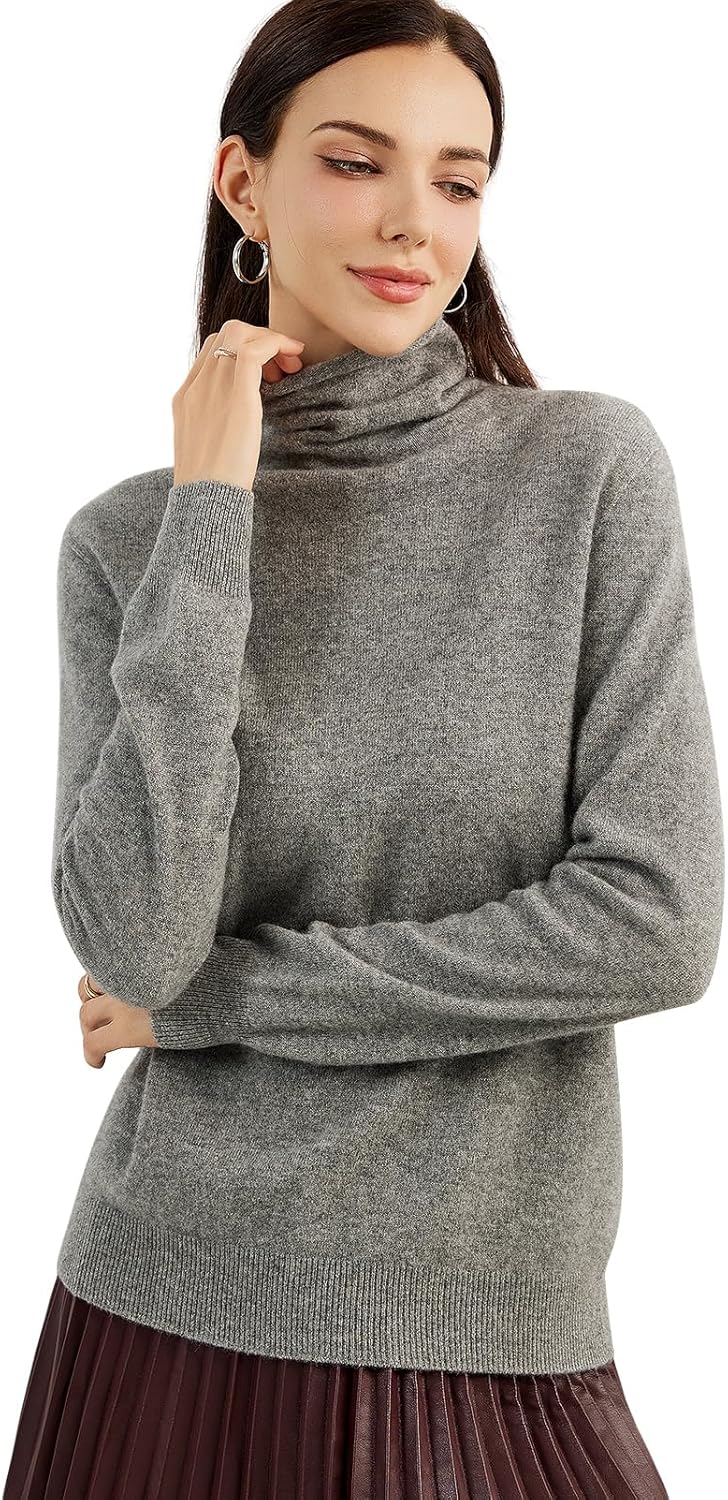 100% Pure Cashmere Women's Sweater Turtleneck Long Sleeve Warm Soft 2025 Fall Winter Knit Pullover