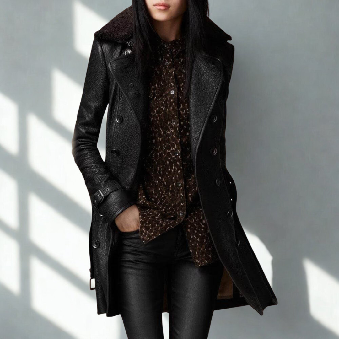 Vira | Leren Luxe Trenchcoat