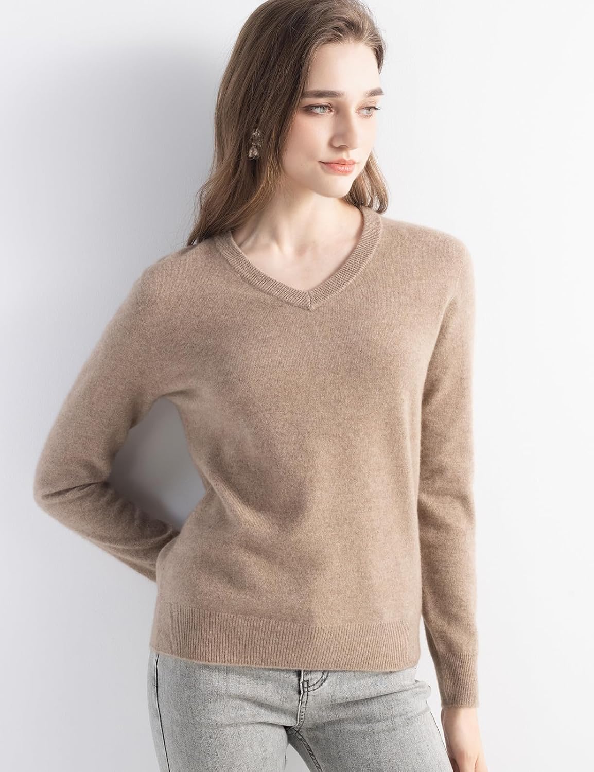 Chanyarn 100% Pure Cashmere Women's Sweater V-Neck Long Sleeve 2025 Fall Winter Warm Soft Knit Pullover