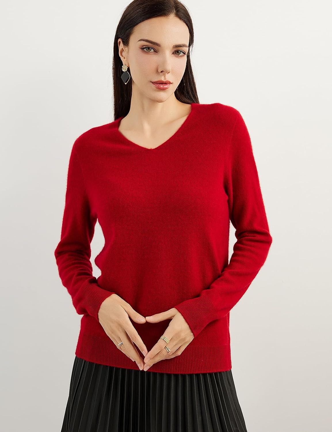 Chanyarn 100% Pure Cashmere Women's Sweater V-Neck Long Sleeve 2025 Fall Winter Warm Soft Knit Pullover