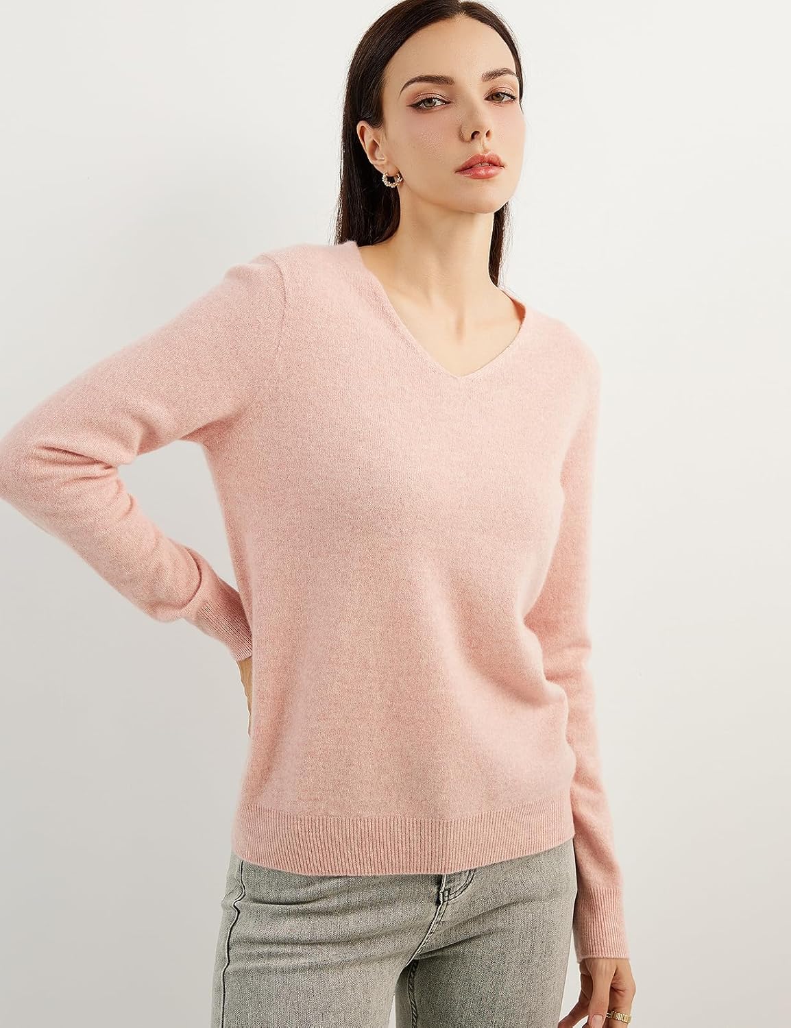 Chanyarn 100% Pure Cashmere Women's Sweater V-Neck Long Sleeve 2025 Fall Winter Warm Soft Knit Pullover
