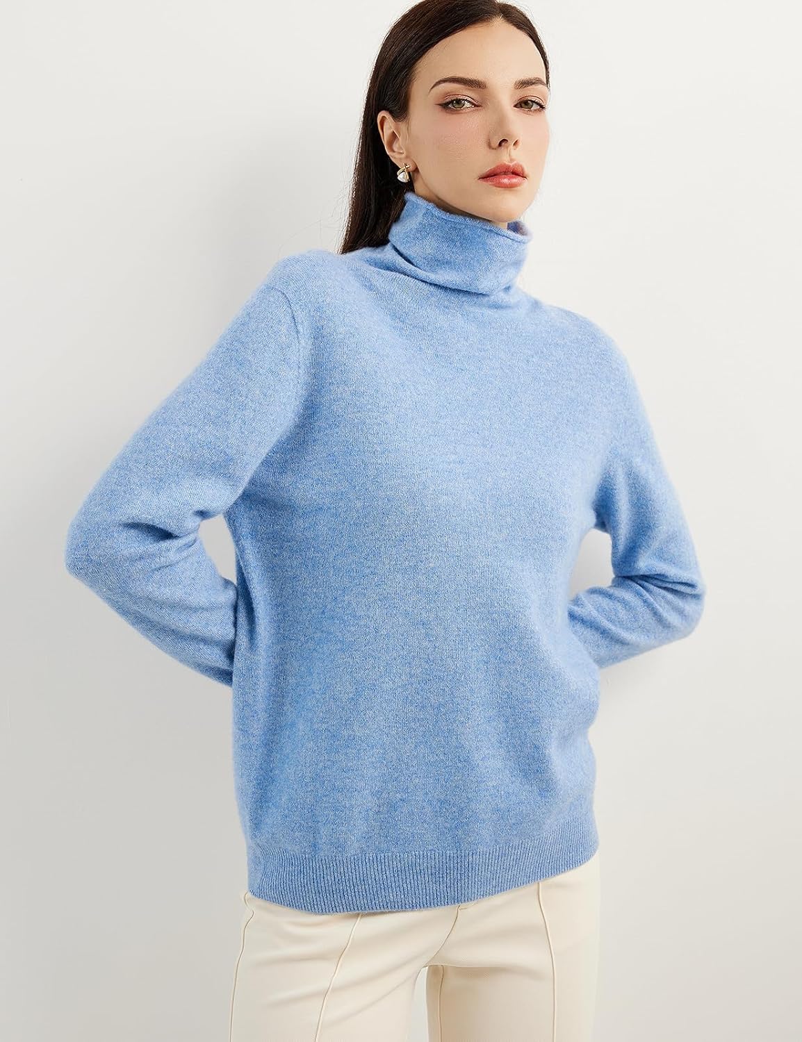 100% Pure Cashmere Women's Sweater Turtleneck Long Sleeve Warm Soft 2025 Fall Winter Knit Pullover