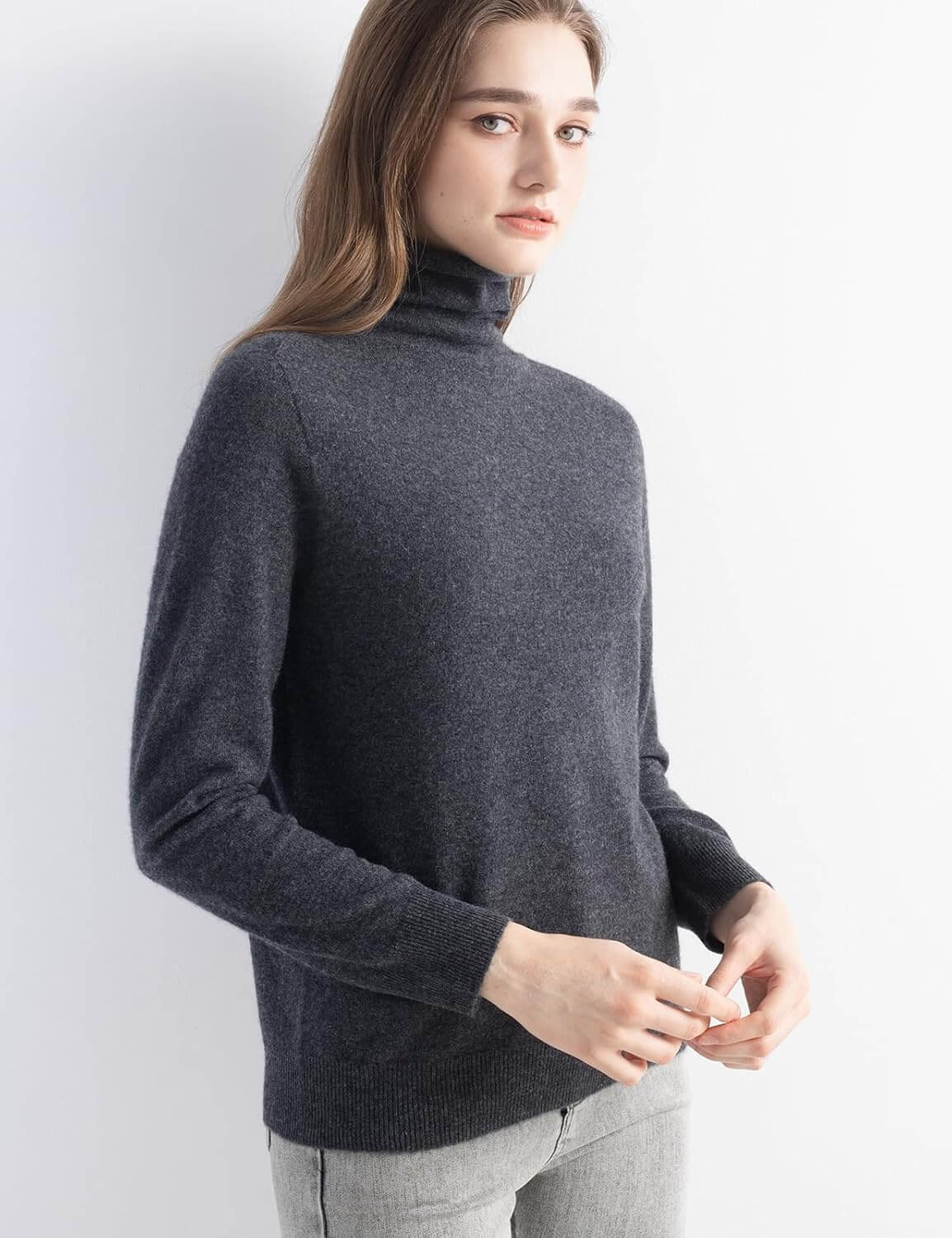 100% Pure Cashmere Women's Sweater Turtleneck Long Sleeve Warm Soft 2025 Fall Winter Knit Pullover