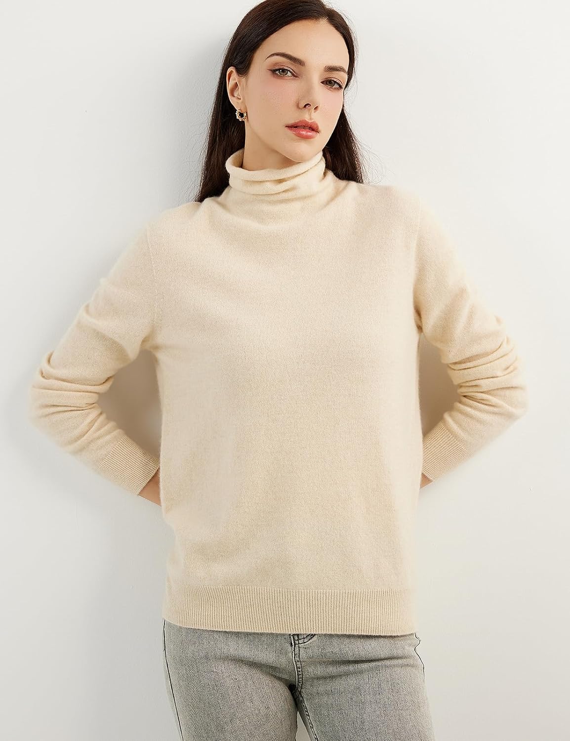 100% Pure Cashmere Women's Sweater Turtleneck Long Sleeve Warm Soft 2025 Fall Winter Knit Pullover