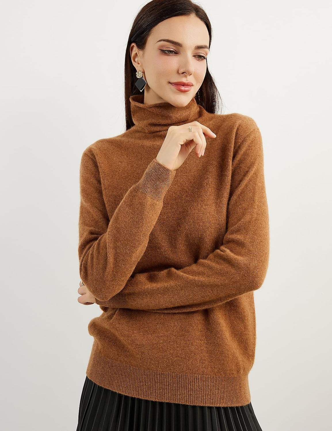 100% Pure Cashmere Women's Sweater Turtleneck Long Sleeve Warm Soft 2025 Fall Winter Knit Pullover