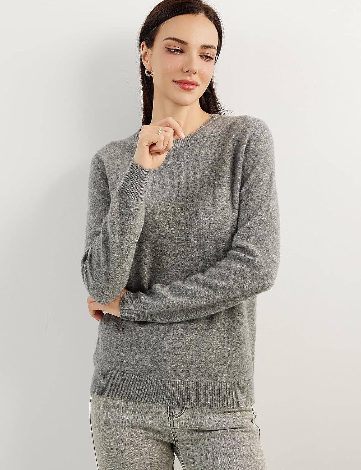 Women's 100% Pure Cashmere Sweater 2025 Fall Winter Crew Neck Long Sleeve Warm Soft Knitted Pullover