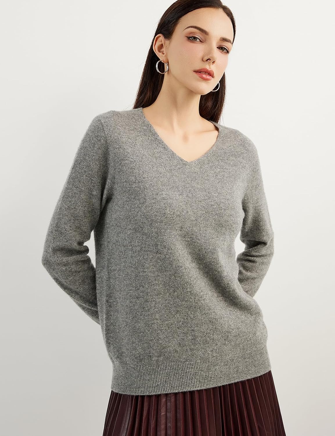 Chanyarn 100% Pure Cashmere Women's Sweater V-Neck Long Sleeve 2025 Fall Winter Warm Soft Knit Pullover