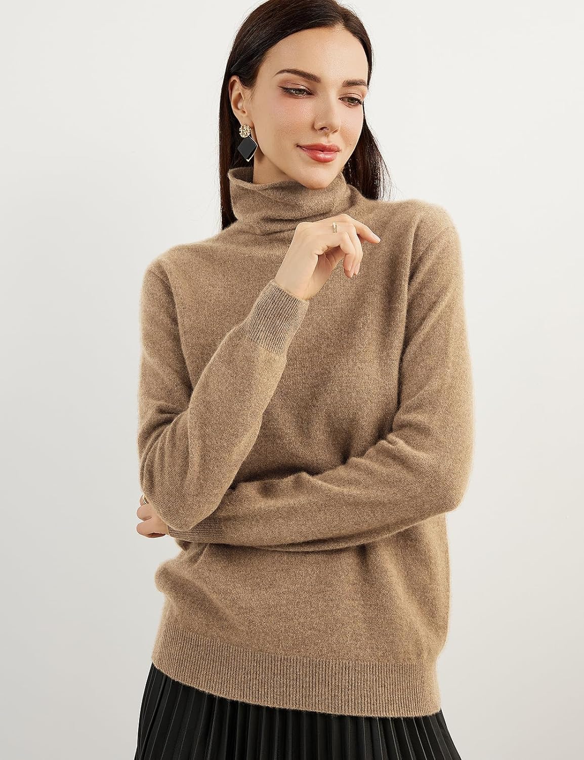100% Pure Cashmere Women's Sweater Turtleneck Long Sleeve Warm Soft 2025 Fall Winter Knit Pullover