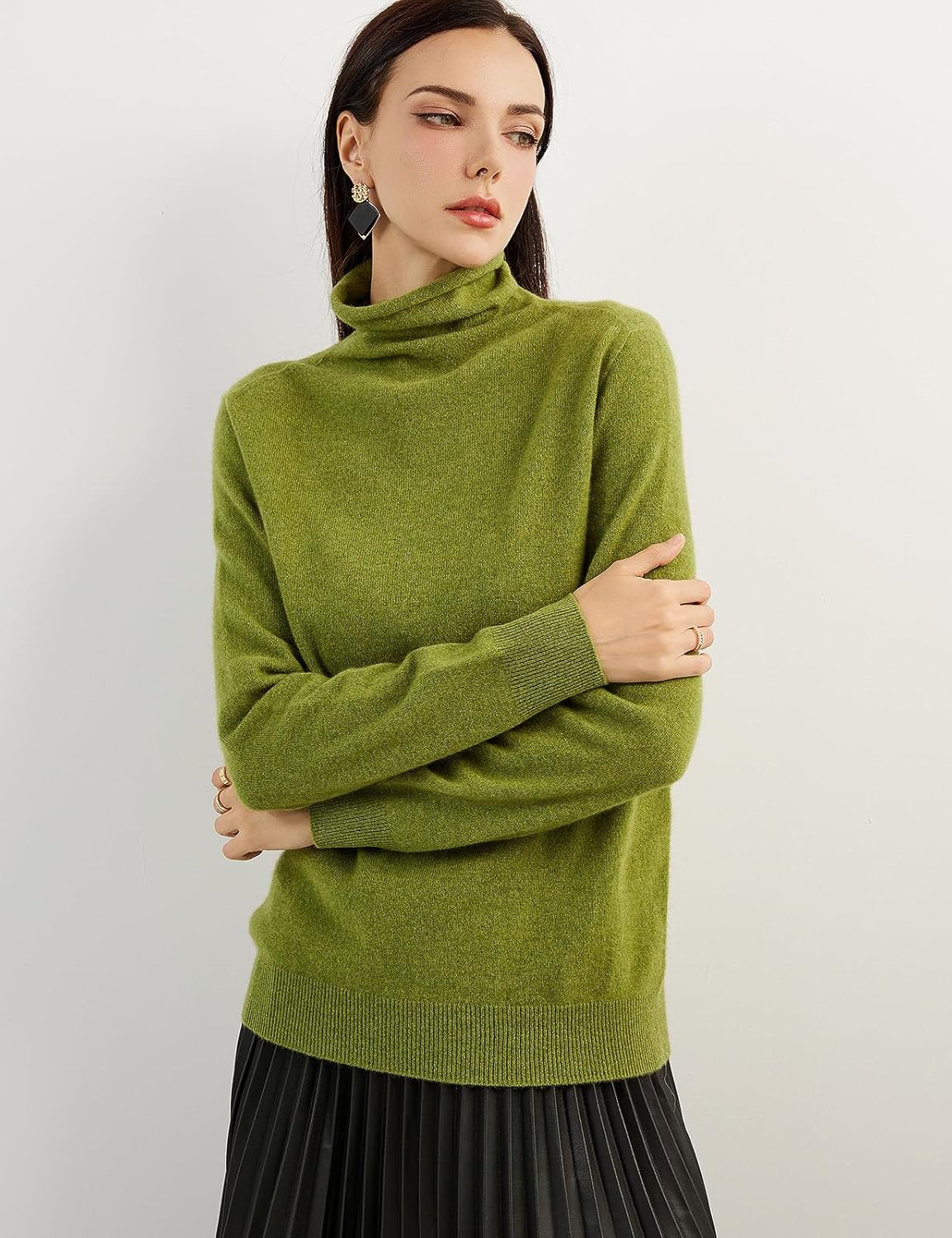 100% Pure Cashmere Women's Sweater Turtleneck Long Sleeve Warm Soft 2025 Fall Winter Knit Pullover