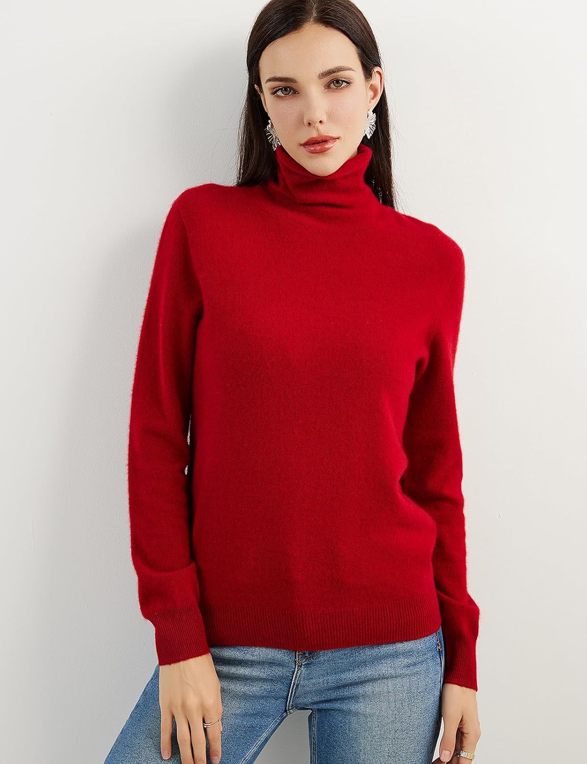 100% Pure Cashmere Women's Sweater Turtleneck Long Sleeve Warm Soft 2025 Fall Winter Knit Pullover