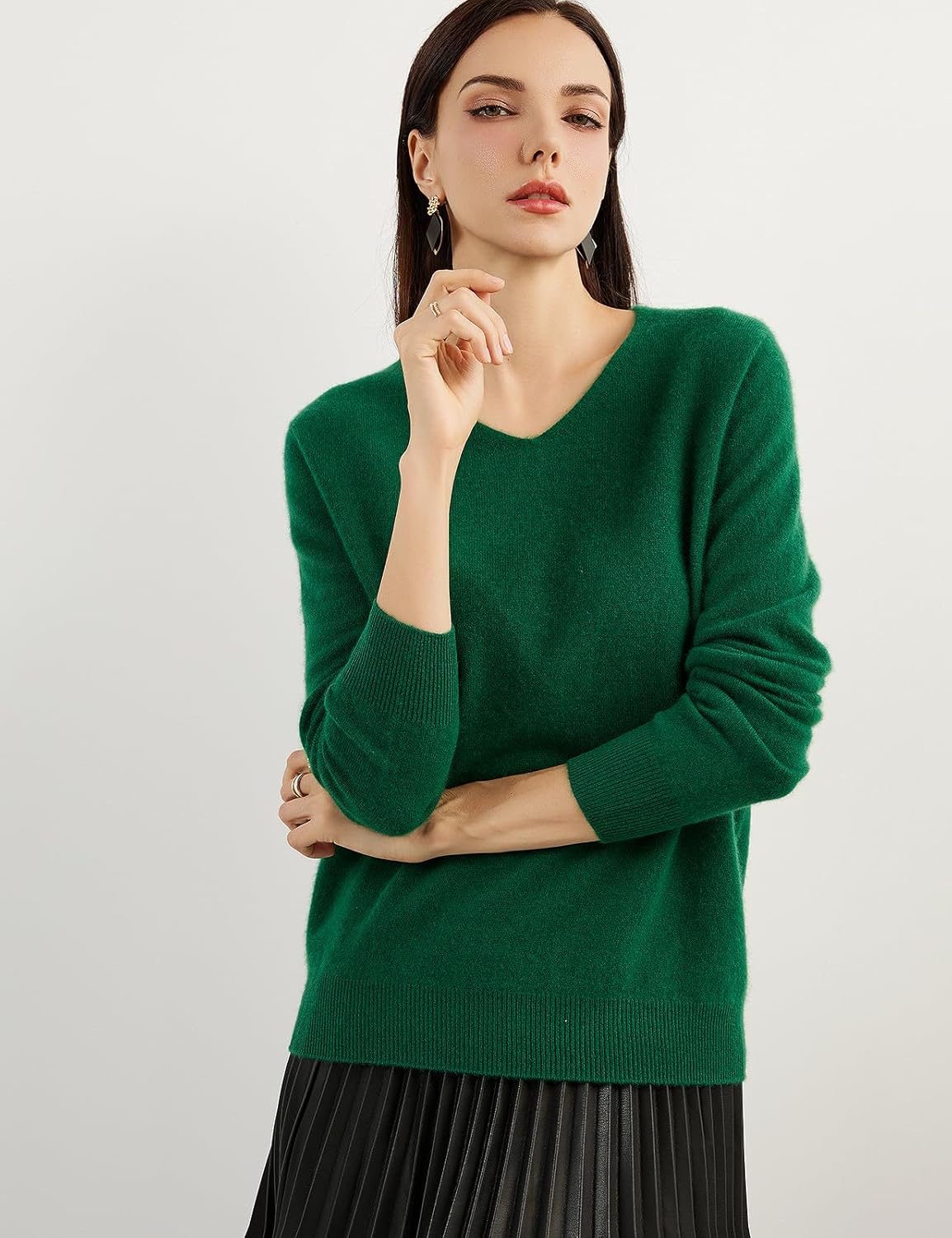 Chanyarn 100% Pure Cashmere Women's Sweater V-Neck Long Sleeve 2025 Fall Winter Warm Soft Knit Pullover