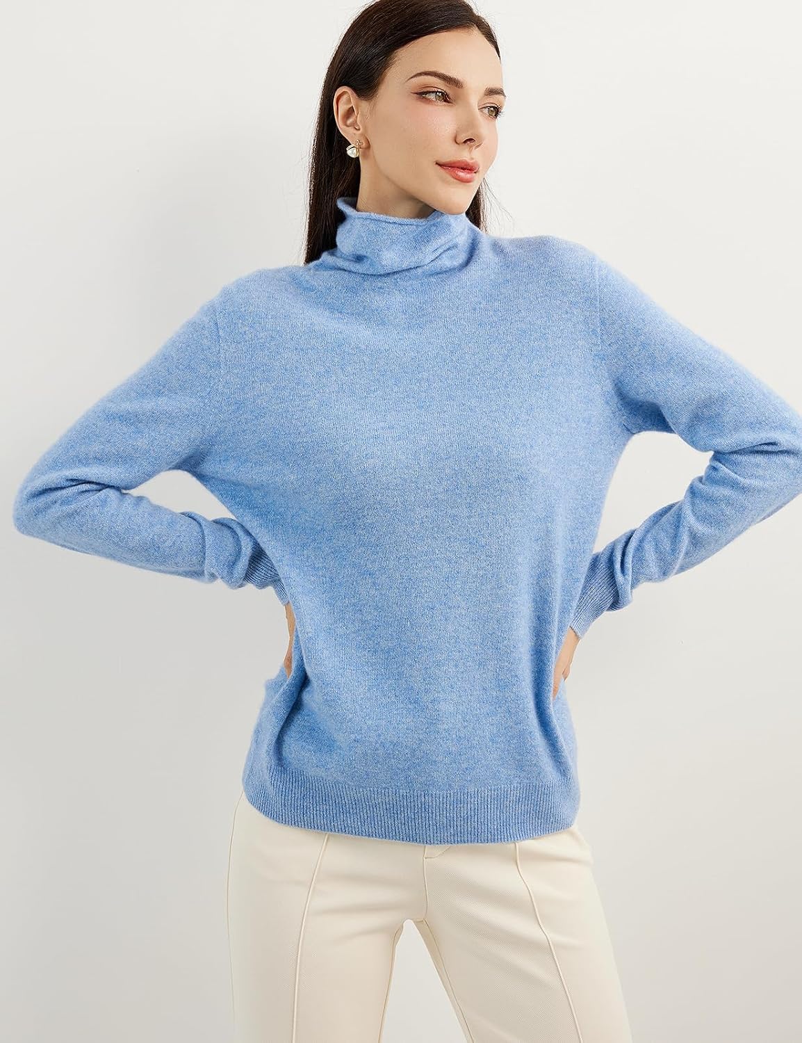100% Pure Cashmere Women's Sweater Turtleneck Long Sleeve Warm Soft 2025 Fall Winter Knit Pullover