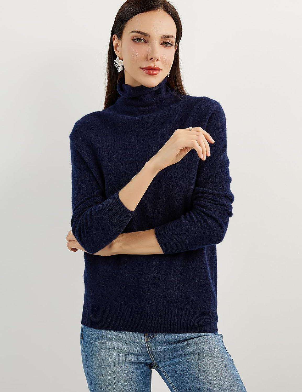 100% Pure Cashmere Women's Sweater Turtleneck Long Sleeve Warm Soft 2025 Fall Winter Knit Pullover