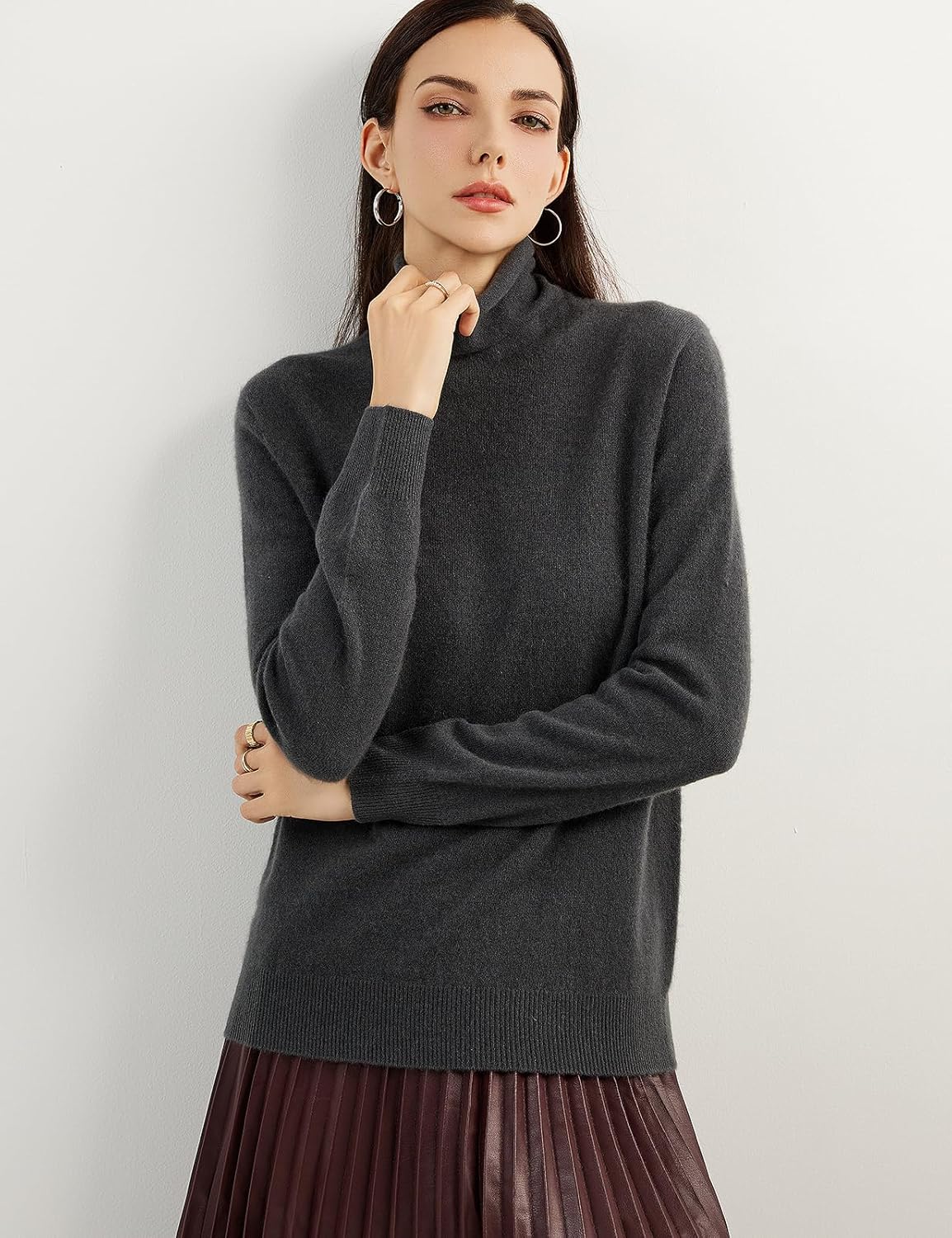 100% Pure Cashmere Women's Sweater Turtleneck Long Sleeve Warm Soft 2025 Fall Winter Knit Pullover