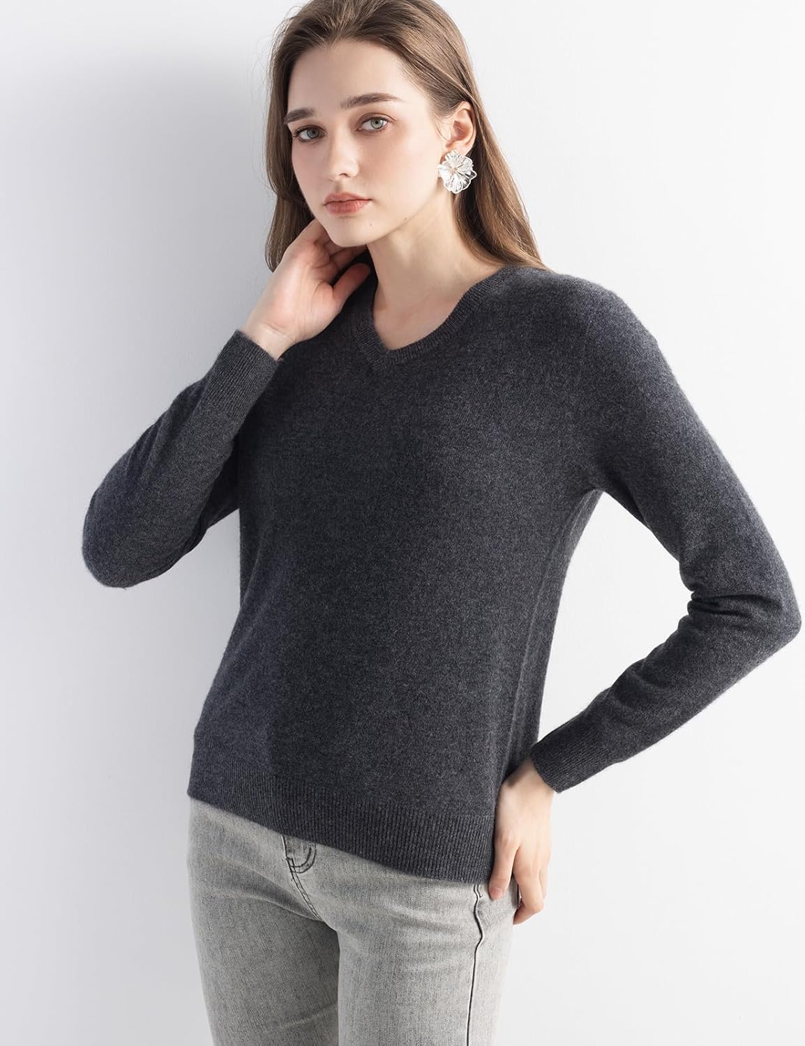 Chanyarn 100% Pure Cashmere Women's Sweater V-Neck Long Sleeve 2025 Fall Winter Warm Soft Knit Pullover