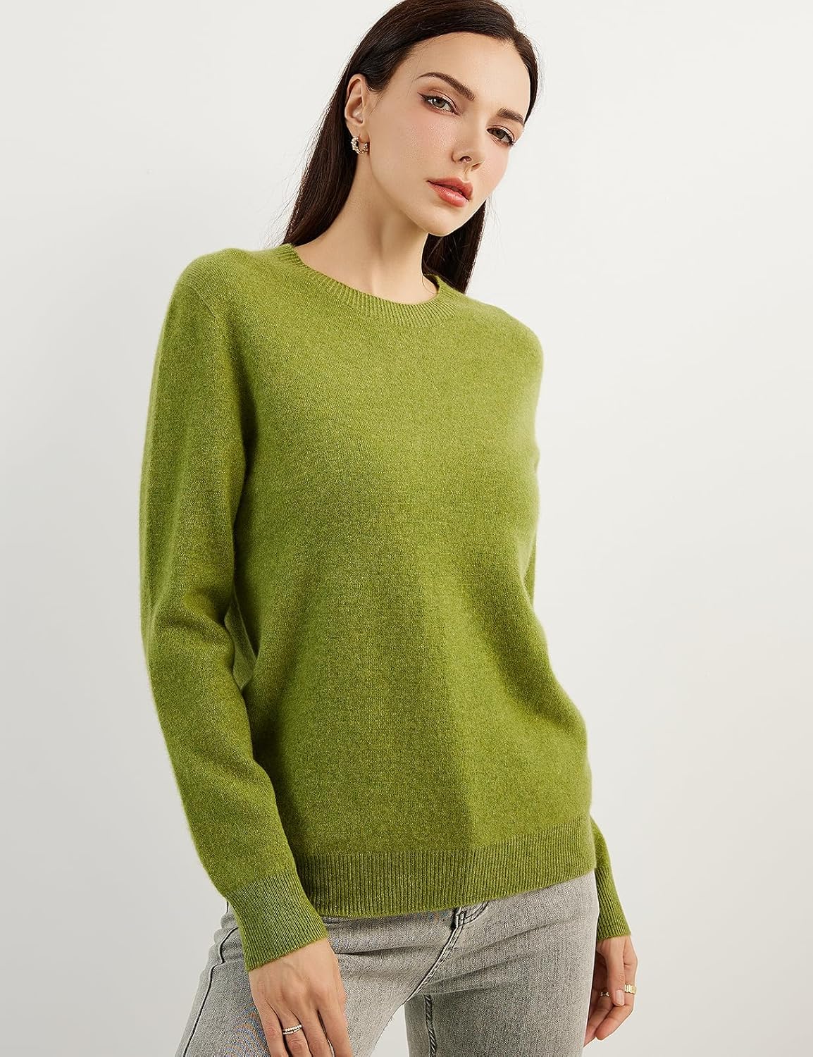 Women's 100% Pure Cashmere Sweater 2025 Fall Winter Crew Neck Long Sleeve Warm Soft Knitted Pullover