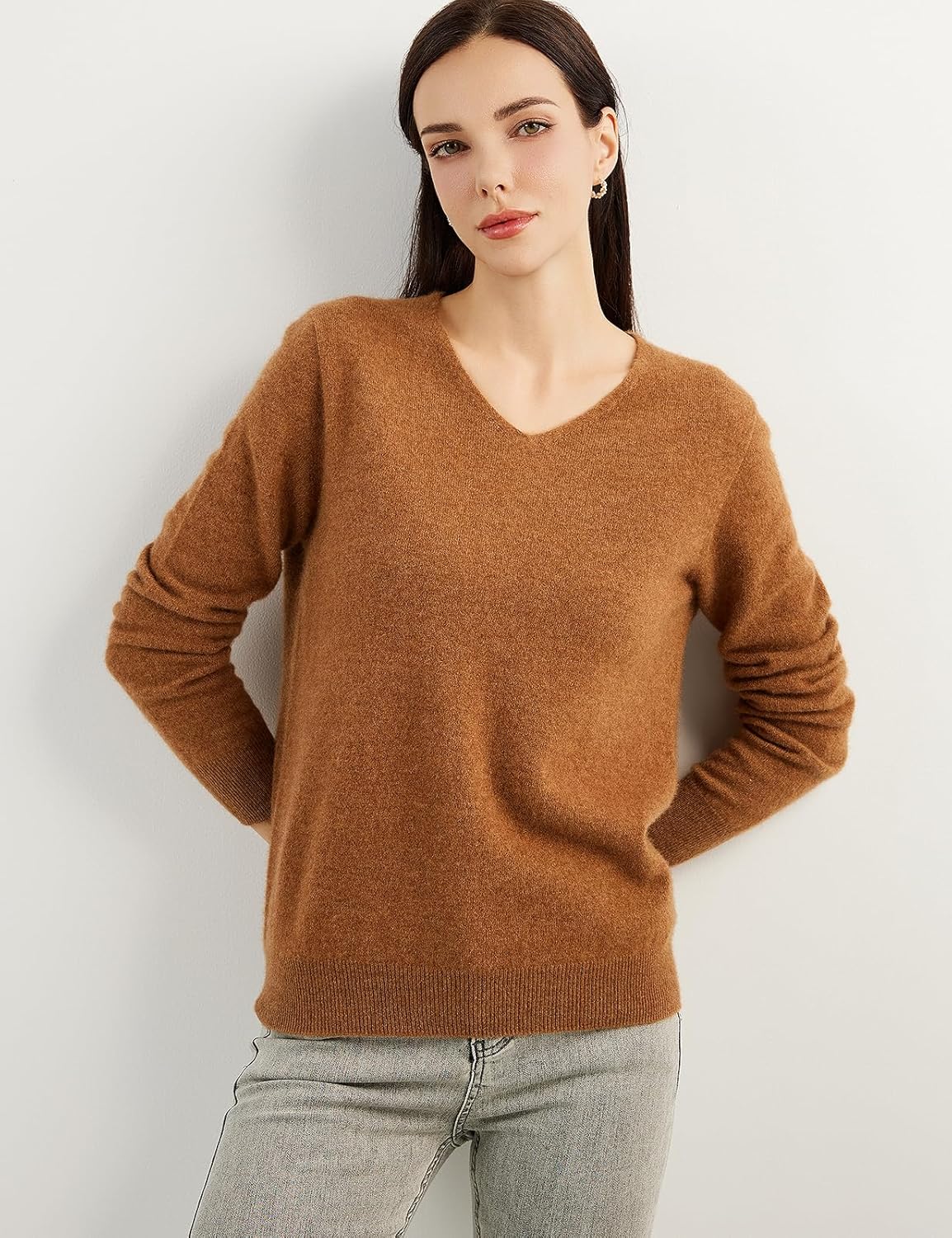 Chanyarn 100% Pure Cashmere Women's Sweater V-Neck Long Sleeve 2025 Fall Winter Warm Soft Knit Pullover