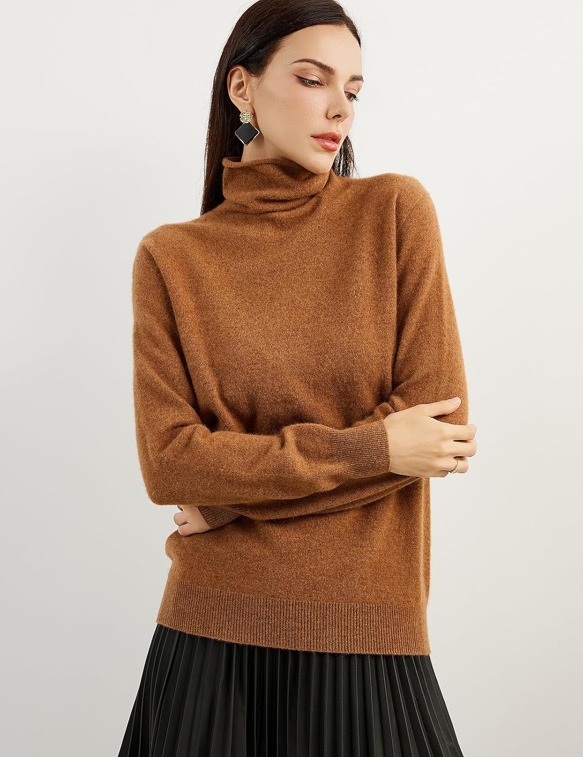 100% Pure Cashmere Women's Sweater Turtleneck Long Sleeve Warm Soft 2025 Fall Winter Knit Pullover
