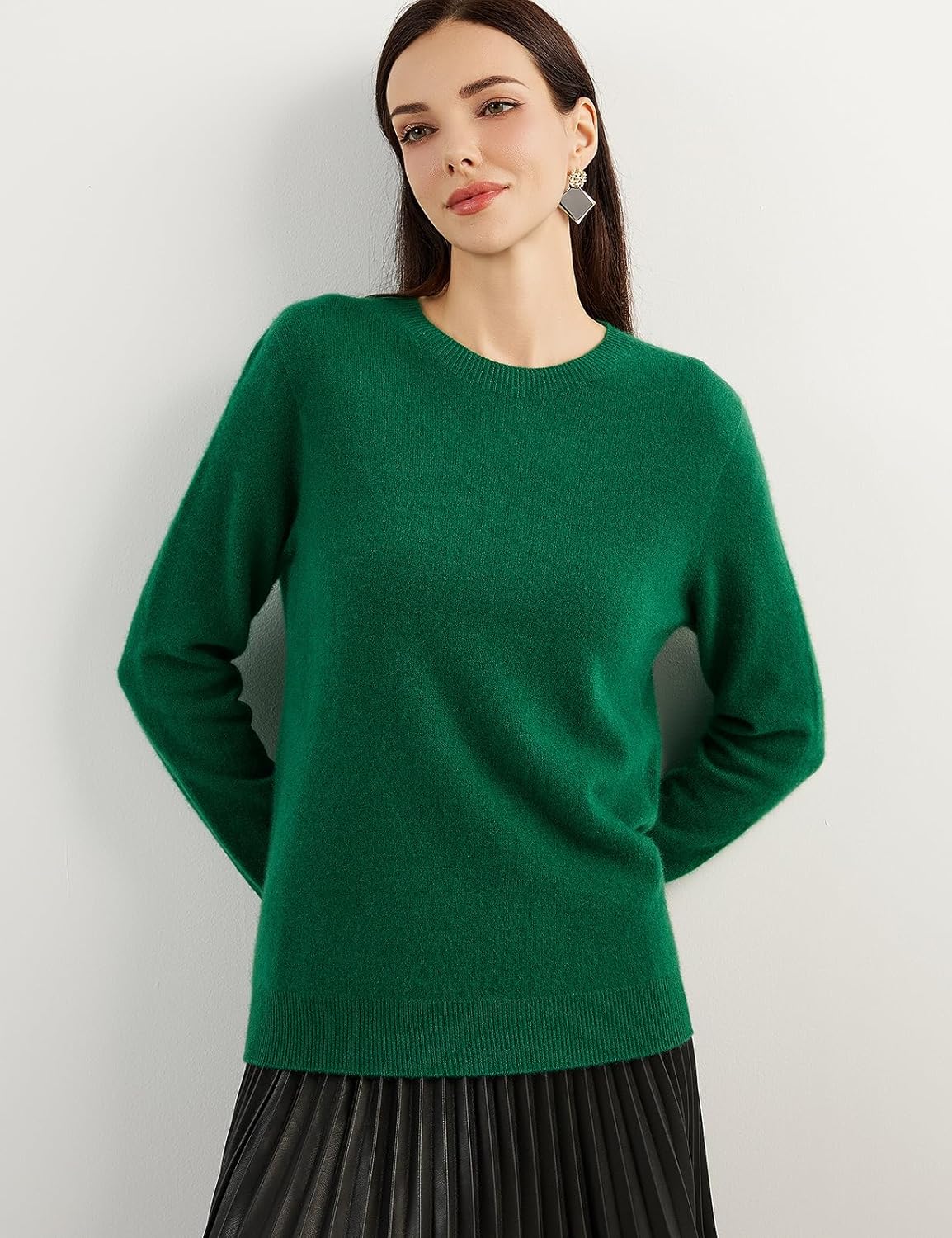 Women's 100% Pure Cashmere Sweater 2025 Fall Winter Crew Neck Long Sleeve Warm Soft Knitted Pullover