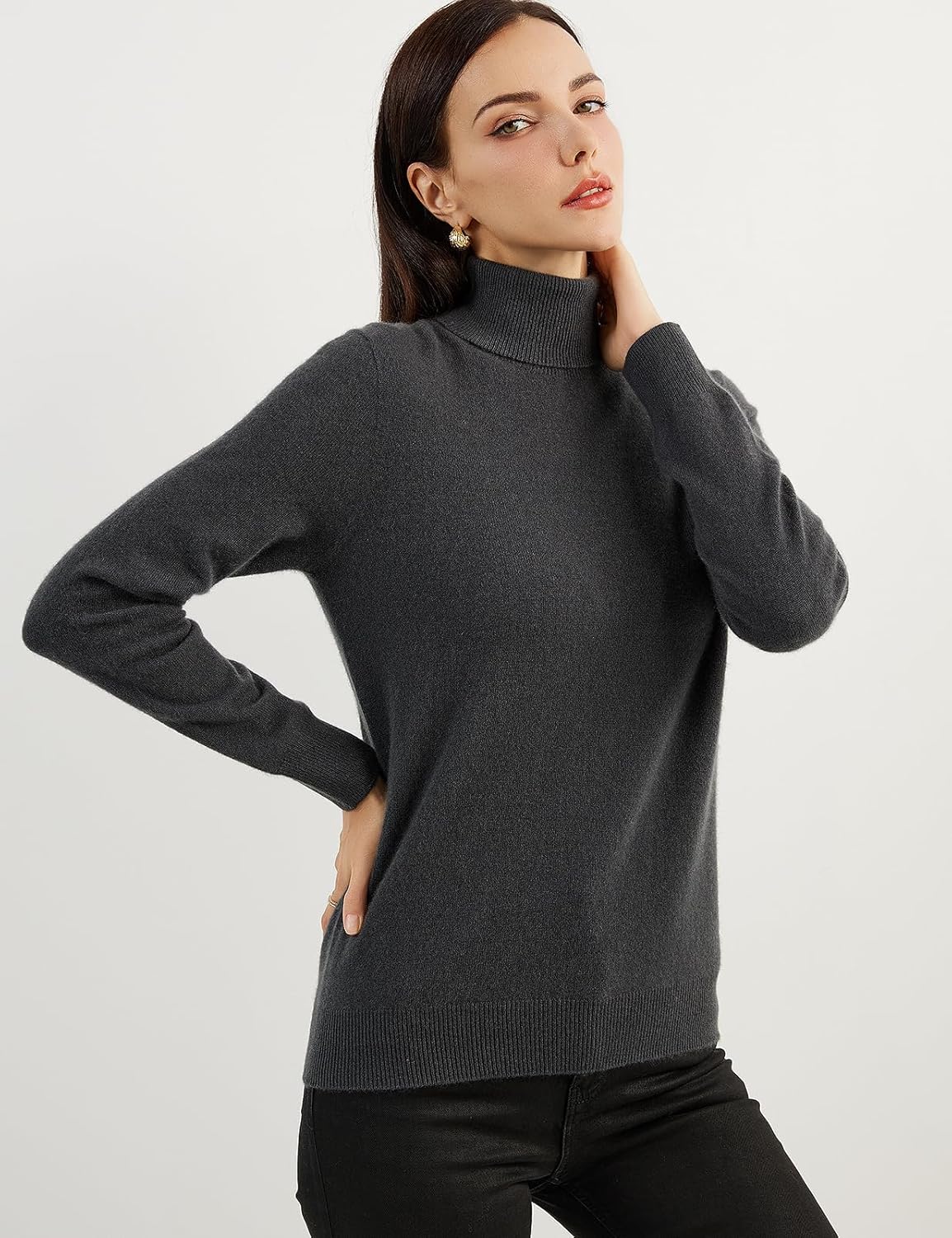 Women's 100% Pure Cashmere Sweater Turtleneck Long Sleeve Warm Soft 2025 Fall Winter Knit Pullover