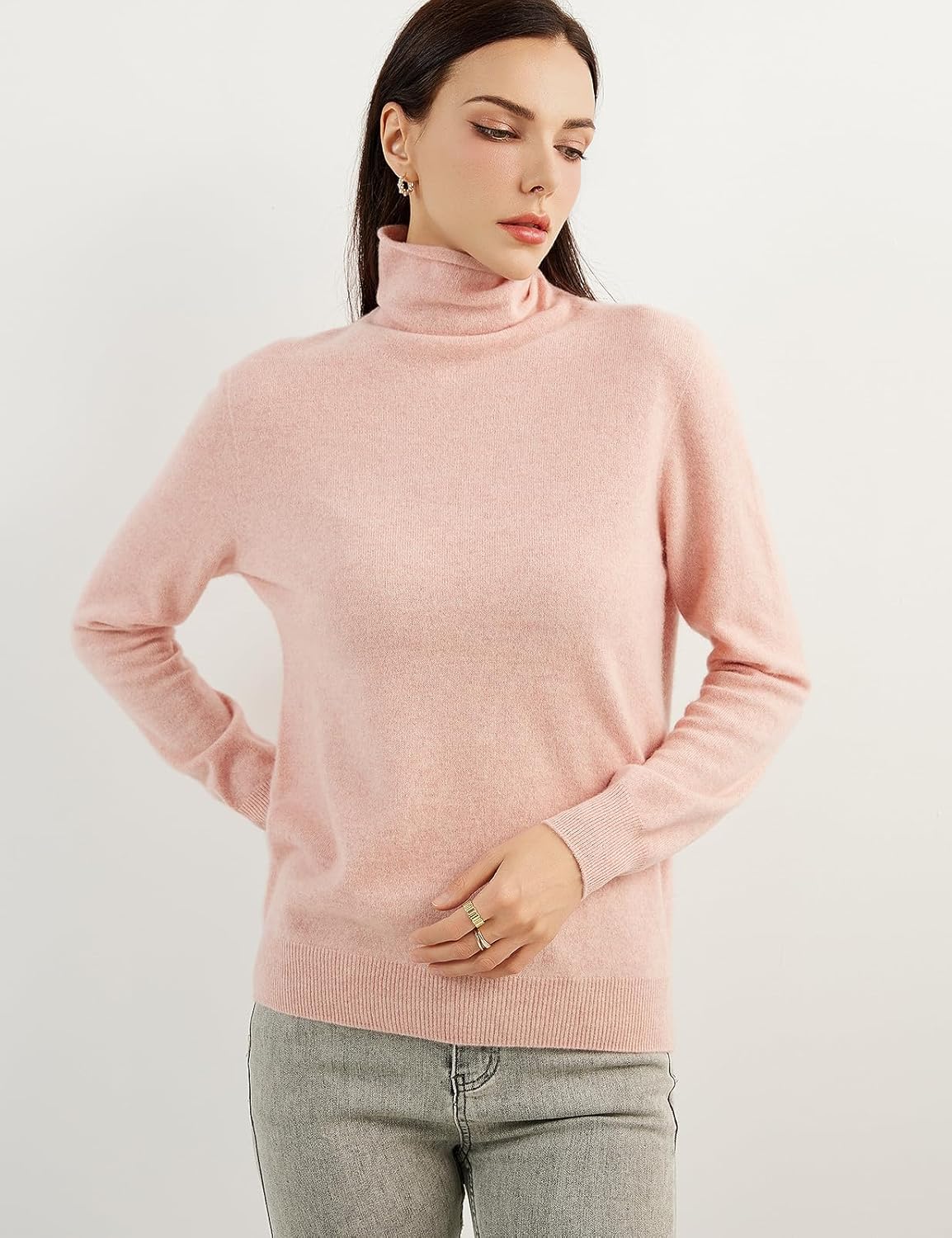 100% Pure Cashmere Women's Sweater Turtleneck Long Sleeve Warm Soft 2025 Fall Winter Knit Pullover