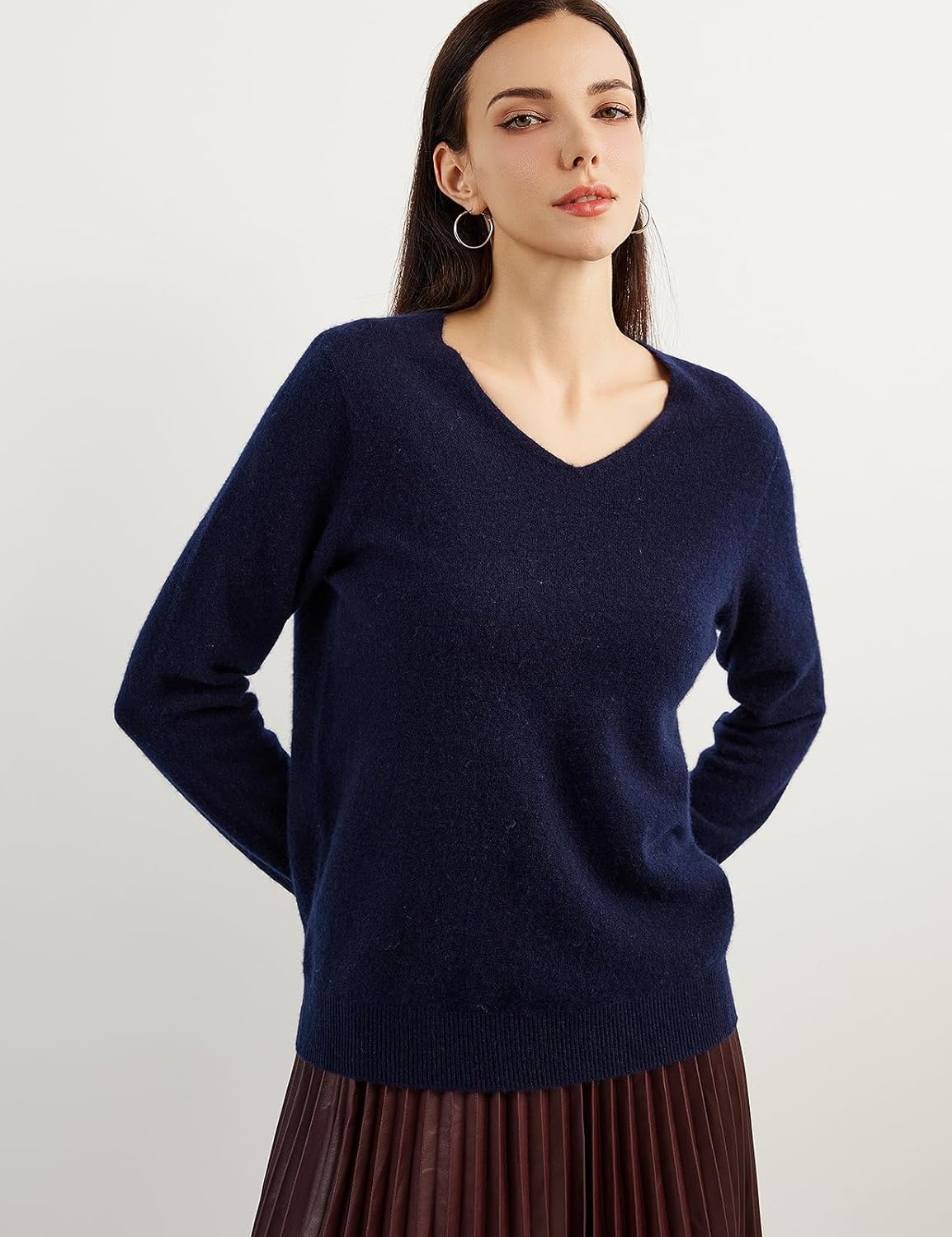 Chanyarn 100% Pure Cashmere Women's Sweater V-Neck Long Sleeve 2025 Fall Winter Warm Soft Knit Pullover