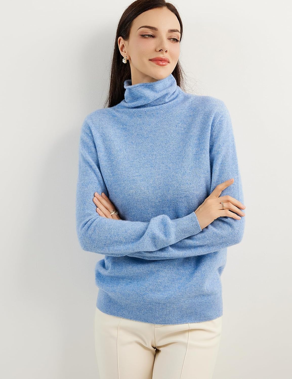 100% Pure Cashmere Women's Sweater Turtleneck Long Sleeve Warm Soft 2025 Fall Winter Knit Pullover
