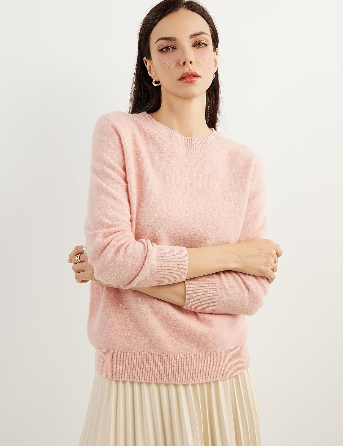 Women's 100% Pure Cashmere Sweater 2025 Fall Winter Crew Neck Long Sleeve Warm Soft Knitted Pullover