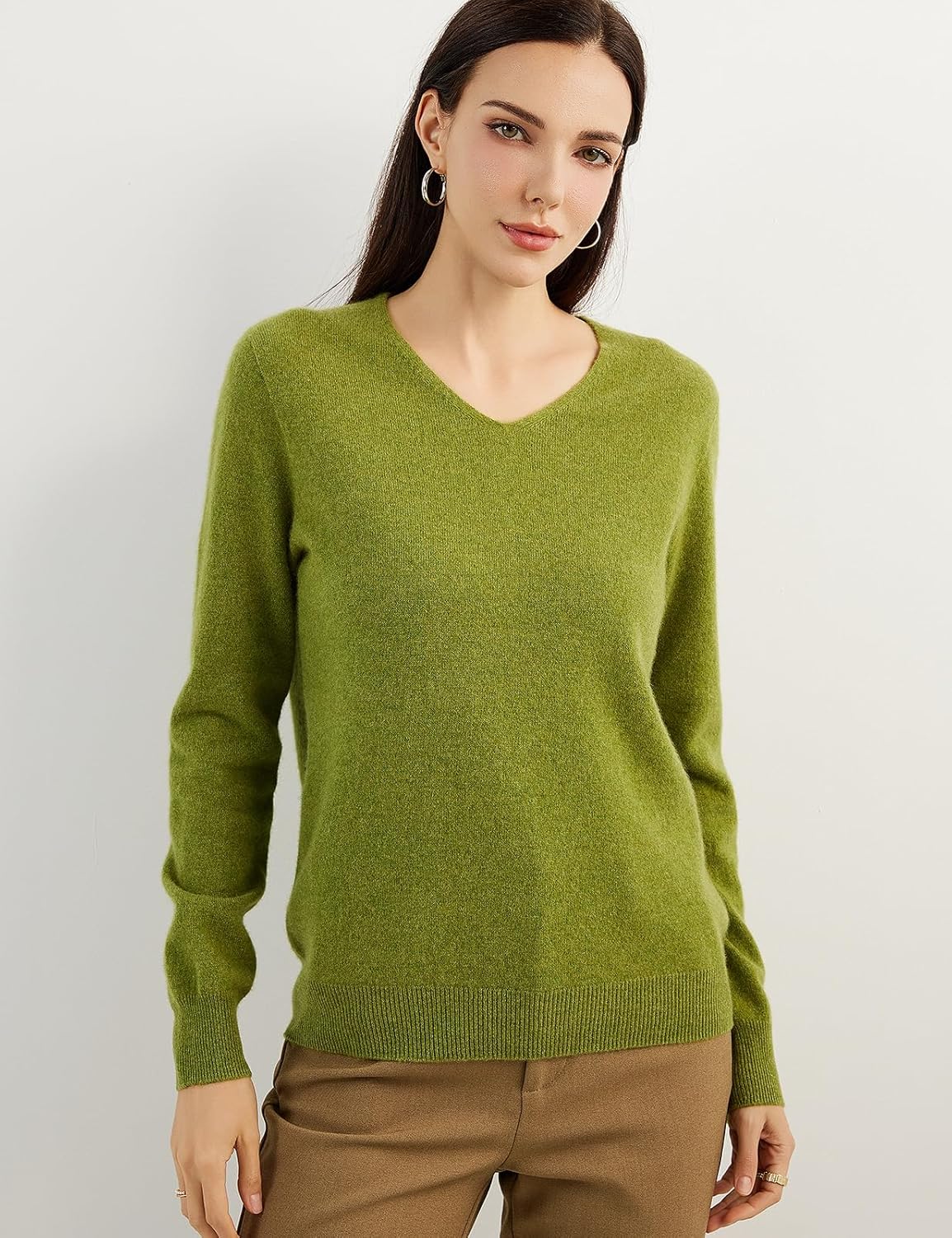Chanyarn 100% Pure Cashmere Women's Sweater V-Neck Long Sleeve 2025 Fall Winter Warm Soft Knit Pullover