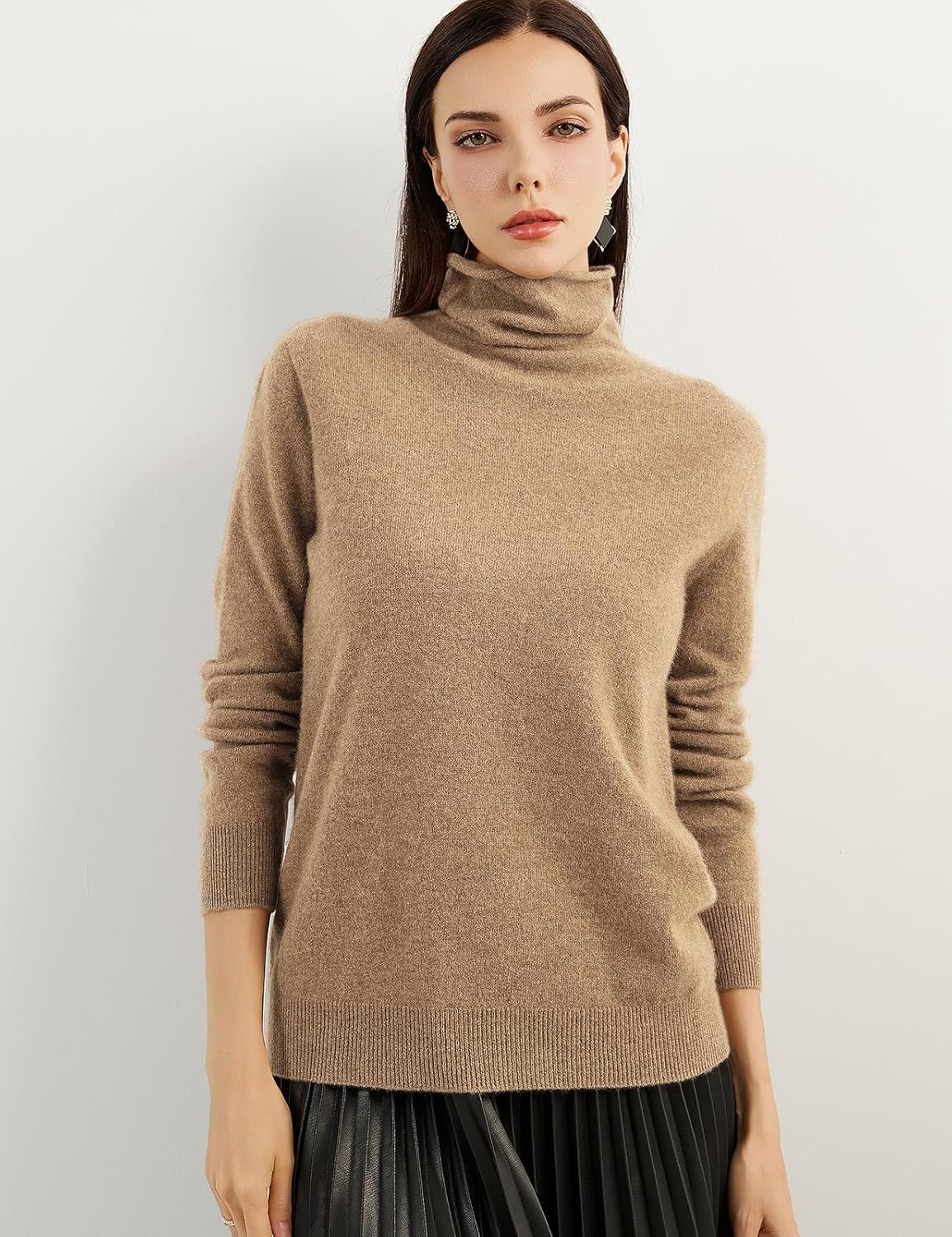 100% Pure Cashmere Women's Sweater Turtleneck Long Sleeve Warm Soft 2025 Fall Winter Knit Pullover