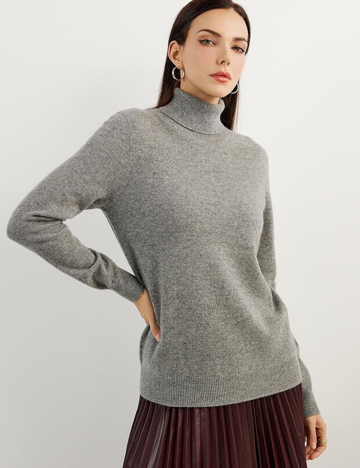 Women's 100% Pure Cashmere Sweater Turtleneck Long Sleeve Warm Soft 2025 Fall Winter Knit Pullover