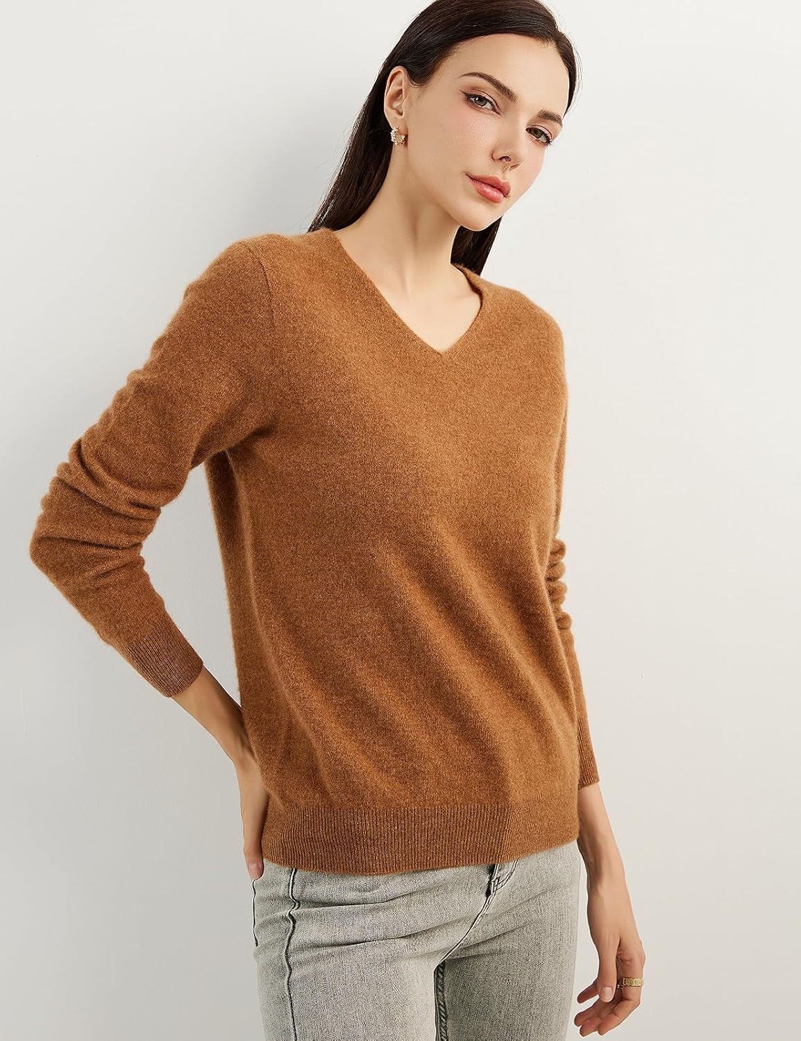 Chanyarn 100% Pure Cashmere Women's Sweater V-Neck Long Sleeve 2025 Fall Winter Warm Soft Knit Pullover