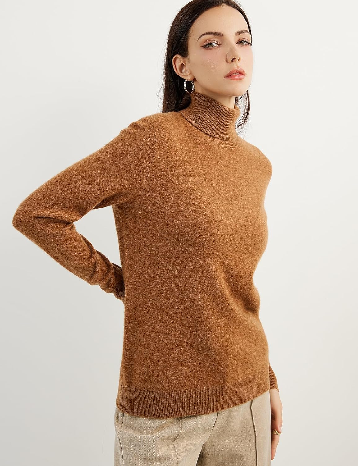 Women's 100% Pure Cashmere Sweater Turtleneck Long Sleeve Warm Soft 2025 Fall Winter Knit Pullover