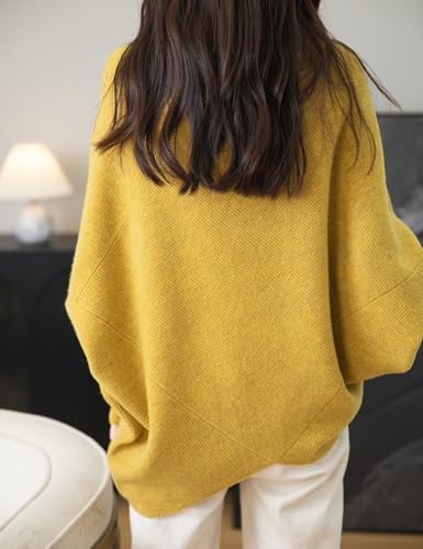 Chanyarn Women's Turtleneck 100% Merino Wool Oversized Sweater 2025 Fall Winter Batwing Long Sleeve Knitted Sweater