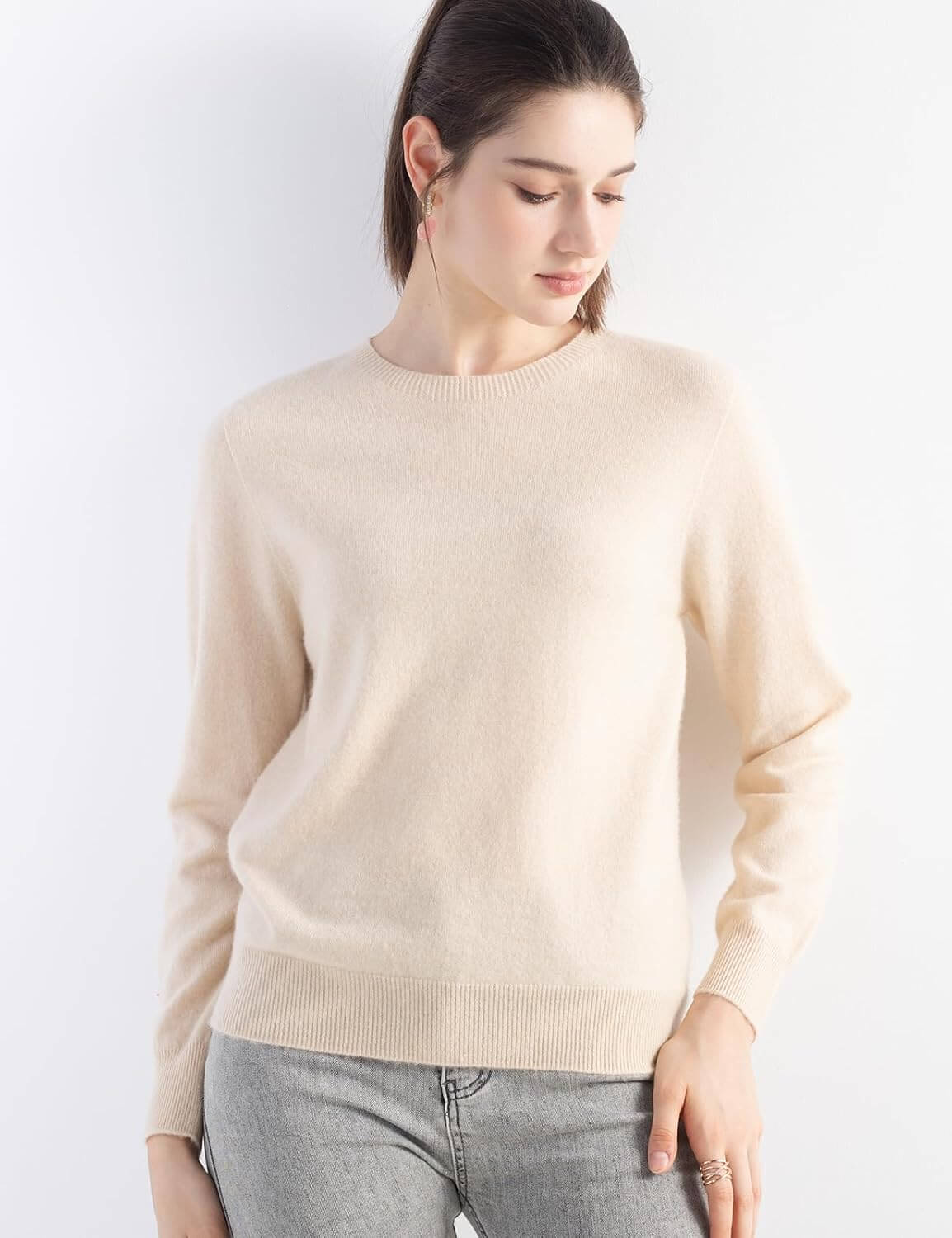 Women's 100% Pure Cashmere Sweater 2025 Fall Winter Crew Neck Long Sleeve Warm Soft Knitted Pullover