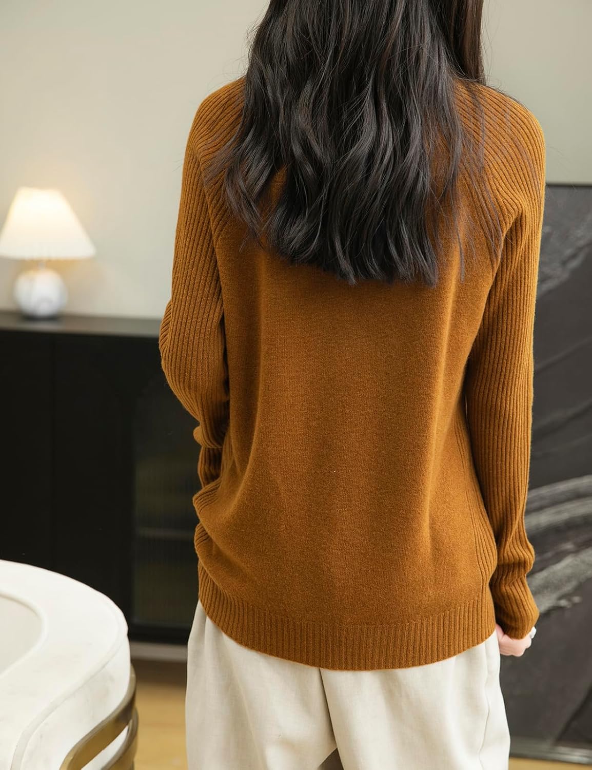 Chanyarn Women's Turtleneck 100% Merino Wool Sweater 2025 Fall Winter Classic Warm Soft Raglan Long Sleeve Knit Sweater