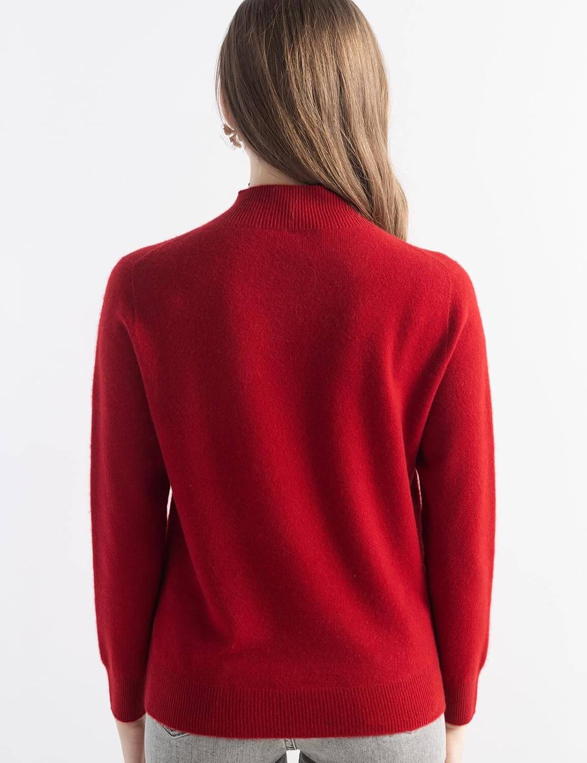 Women's 100% Pure Cashmere Sweater Mock Neck Long Sleeve Warm Leisure 2025 Fall Winter Knit Pullover
