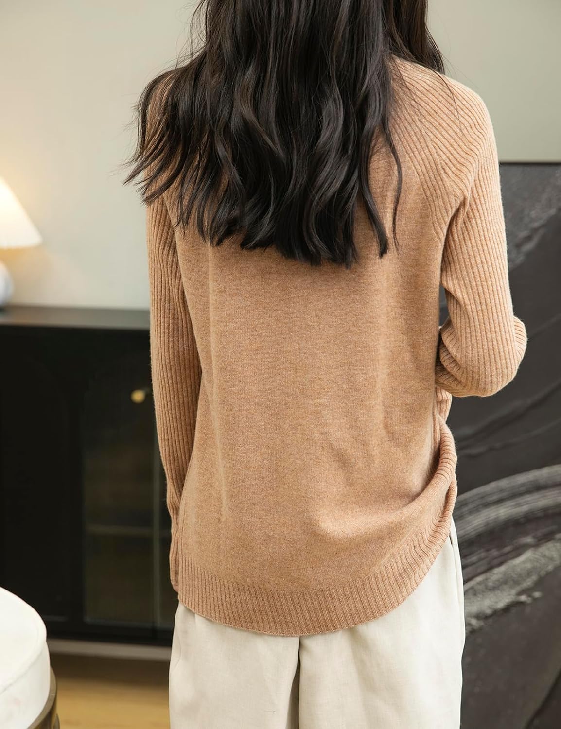 Chanyarn Women's Turtleneck 100% Merino Wool Sweater 2025 Fall Winter Classic Warm Soft Raglan Long Sleeve Knit Sweater