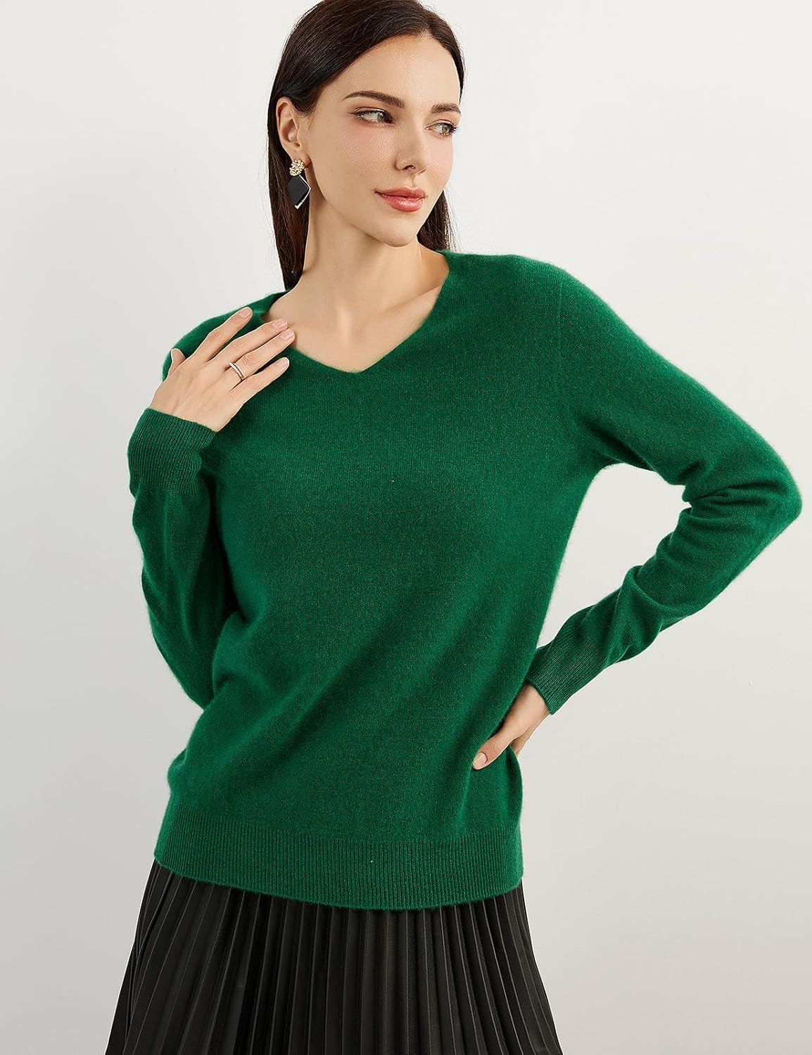 Chanyarn 100% Pure Cashmere Women's Sweater V-Neck Long Sleeve 2025 Fall Winter Warm Soft Knit Pullover