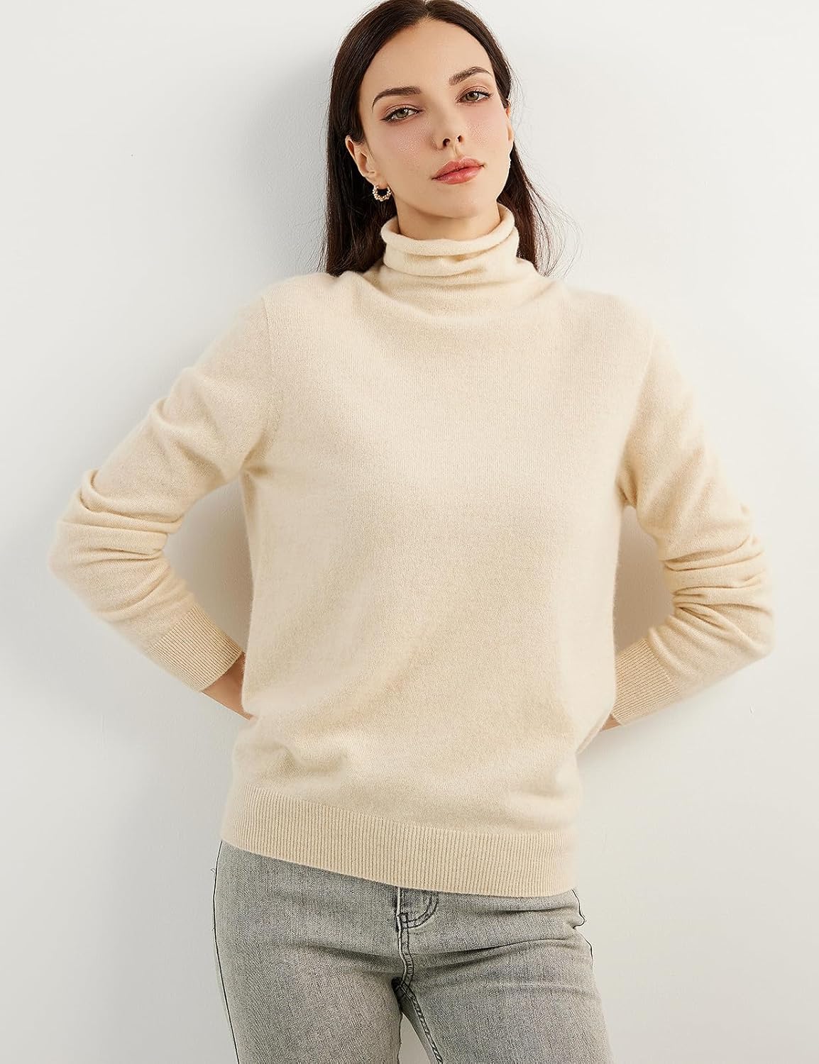 100% Pure Cashmere Women's Sweater Turtleneck Long Sleeve Warm Soft 2025 Fall Winter Knit Pullover