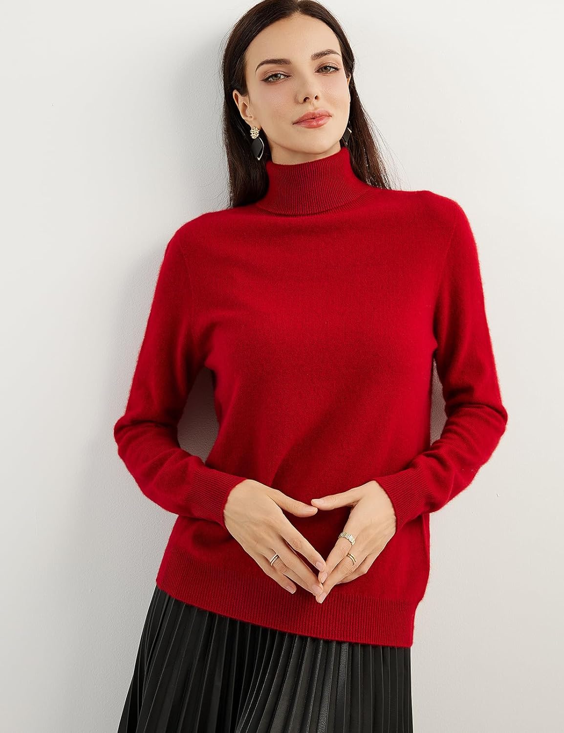 Women's 100% Pure Cashmere Sweater Turtleneck Long Sleeve Warm Soft 2025 Fall Winter Knit Pullover