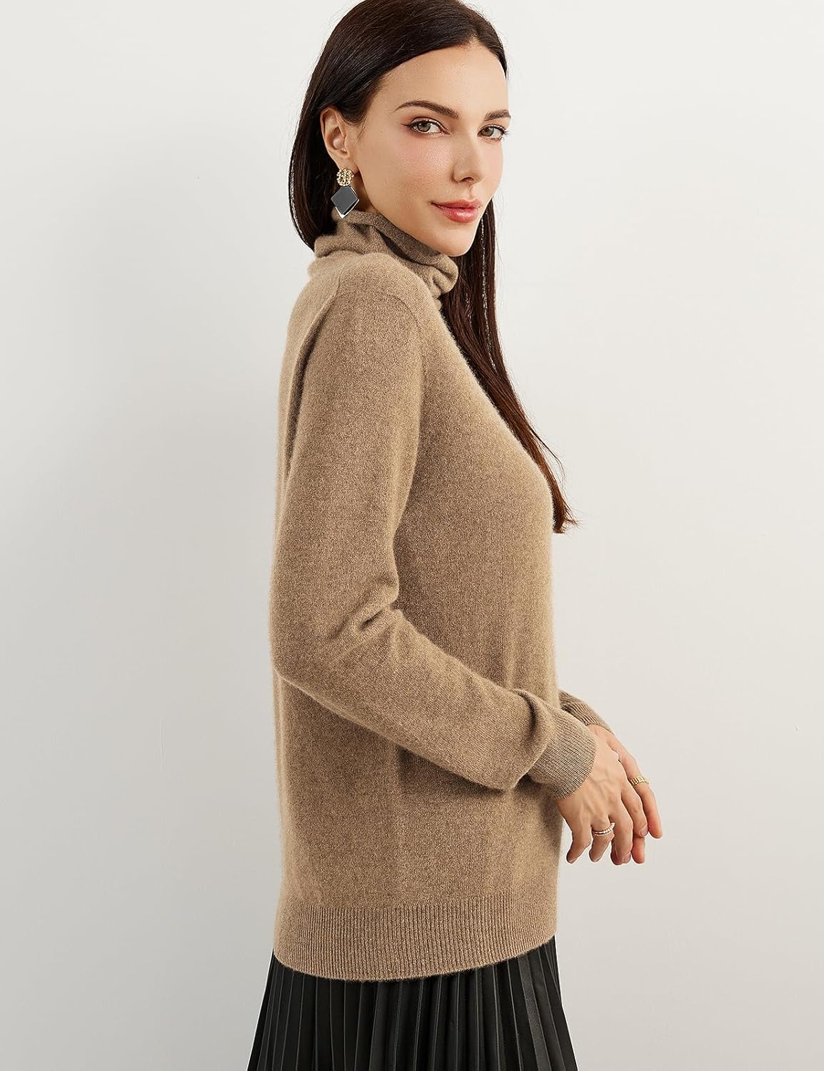 100% Pure Cashmere Women's Sweater Turtleneck Long Sleeve Warm Soft 2025 Fall Winter Knit Pullover