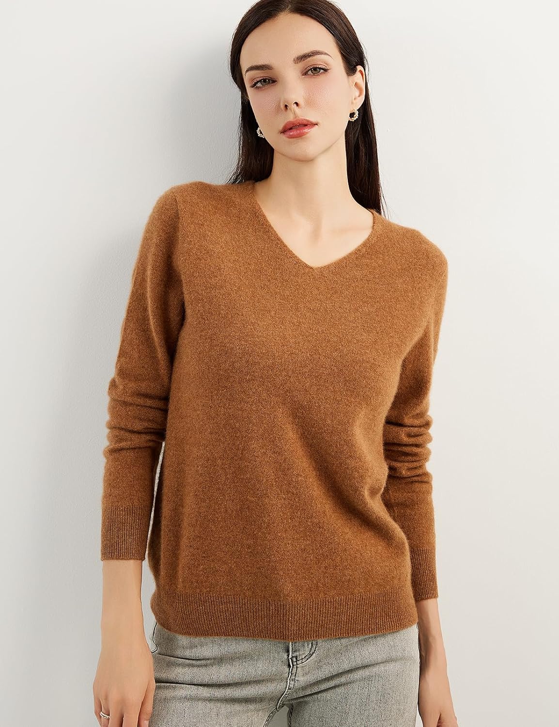 Chanyarn 100% Pure Cashmere Women's Sweater V-Neck Long Sleeve 2025 Fall Winter Warm Soft Knit Pullover